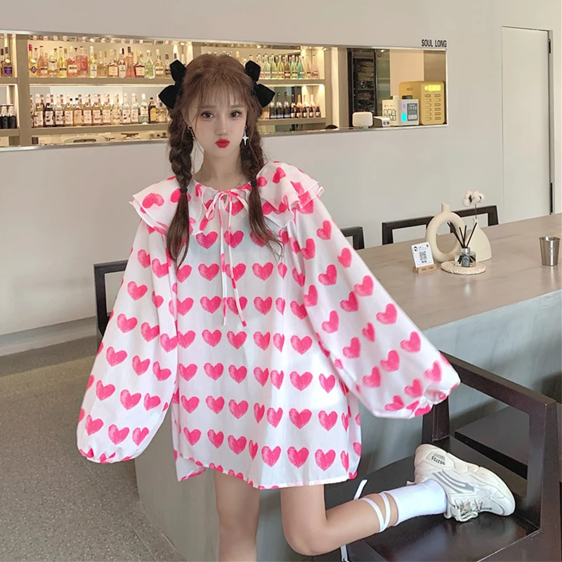 Summer 2021 New Sweet Loving Heart Design Doll Collar Loose Western Style Flab Hiding Anti-Aging Long Sleeves Dress for Women
Summer 2021 New Sweet Loving Heart Design Doll Collar Loose Western Style Flab Hiding Anti-Aging Long Sleeves Dress for Women