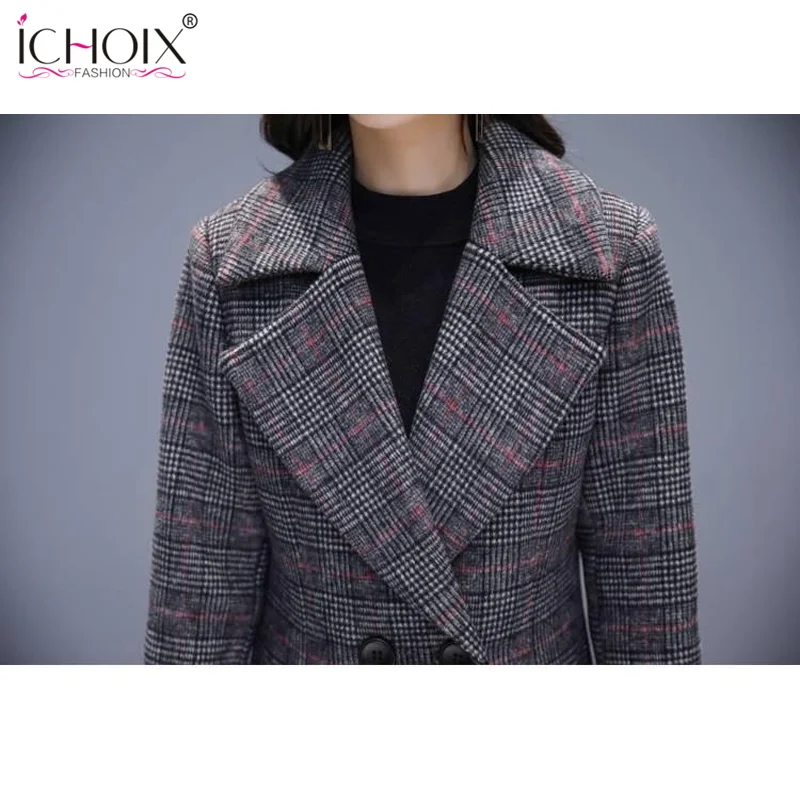 Winter Plaid Woolen Coat Female Houndstooth Autumn Double-breasted Long Caots Jackets Women Woolen Coat Tops Plus Size Outwear
Winter Plaid Woolen Coat Female Houndstooth Autumn Double-breasted Long Caots Jackets Women Woolen Coat Tops Plus Size Outwear