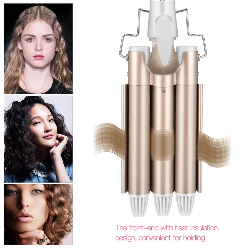 Professional Hair Curler Ceramic Electric Curling Iron Triple Barrel Hair Waver 3 Pipe Roller Large Wave Perm Splint Hair Styler
Professional Hair Curler Ceramic Electric Curling Iron Triple Barrel Hair Waver 3 Pipe Roller Large Wave Perm Splint Hair Styler