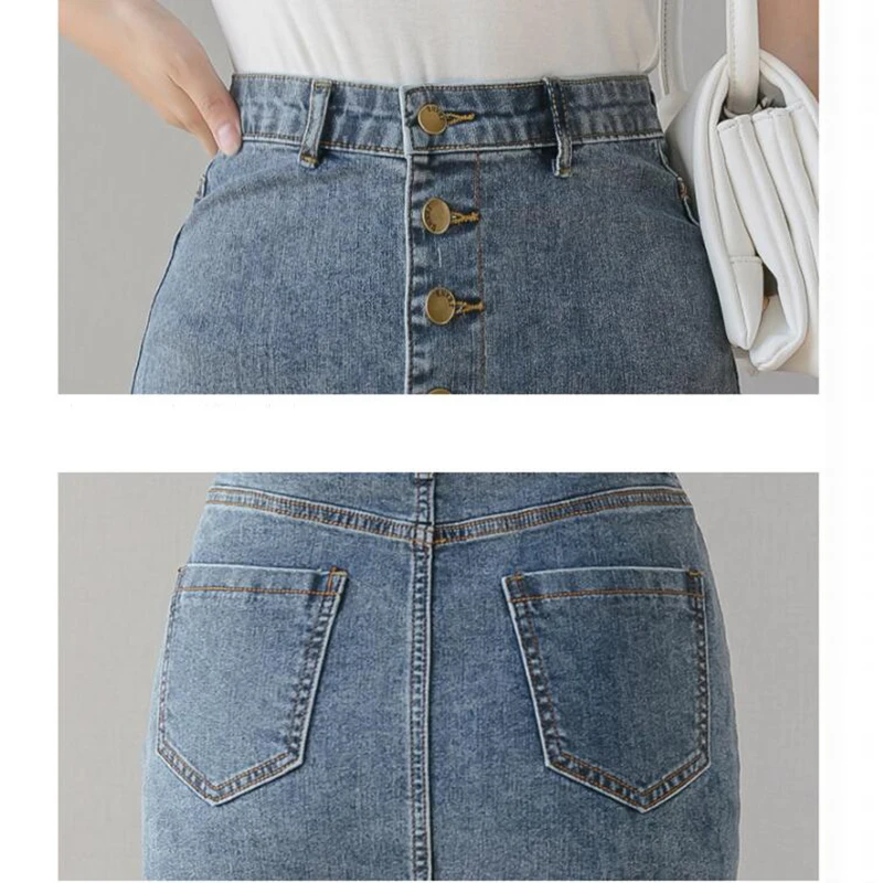 Single-breasted High Waist Denim Skirt Fashion 2020 Summer Women's Skirt Korean Style Bodycon Pencil Skirt Midi Jeans Skirts
Single-breasted High Waist Denim Skirt Fashion 2020 Summer Women's Skirt Korean Style Bodycon Pencil Skirt Midi Jeans Skirts