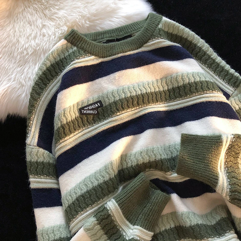 2021 Vintage Sweater Women Autumn Winter Top Vintage Lazy Casual Style Striped Knitted Crewneck Warm Soft Pullovers
2021 Vintage Sweater Women Autumn Winter Top Vintage Lazy Casual Style Striped Knitted Crewneck Warm Soft Pullovers