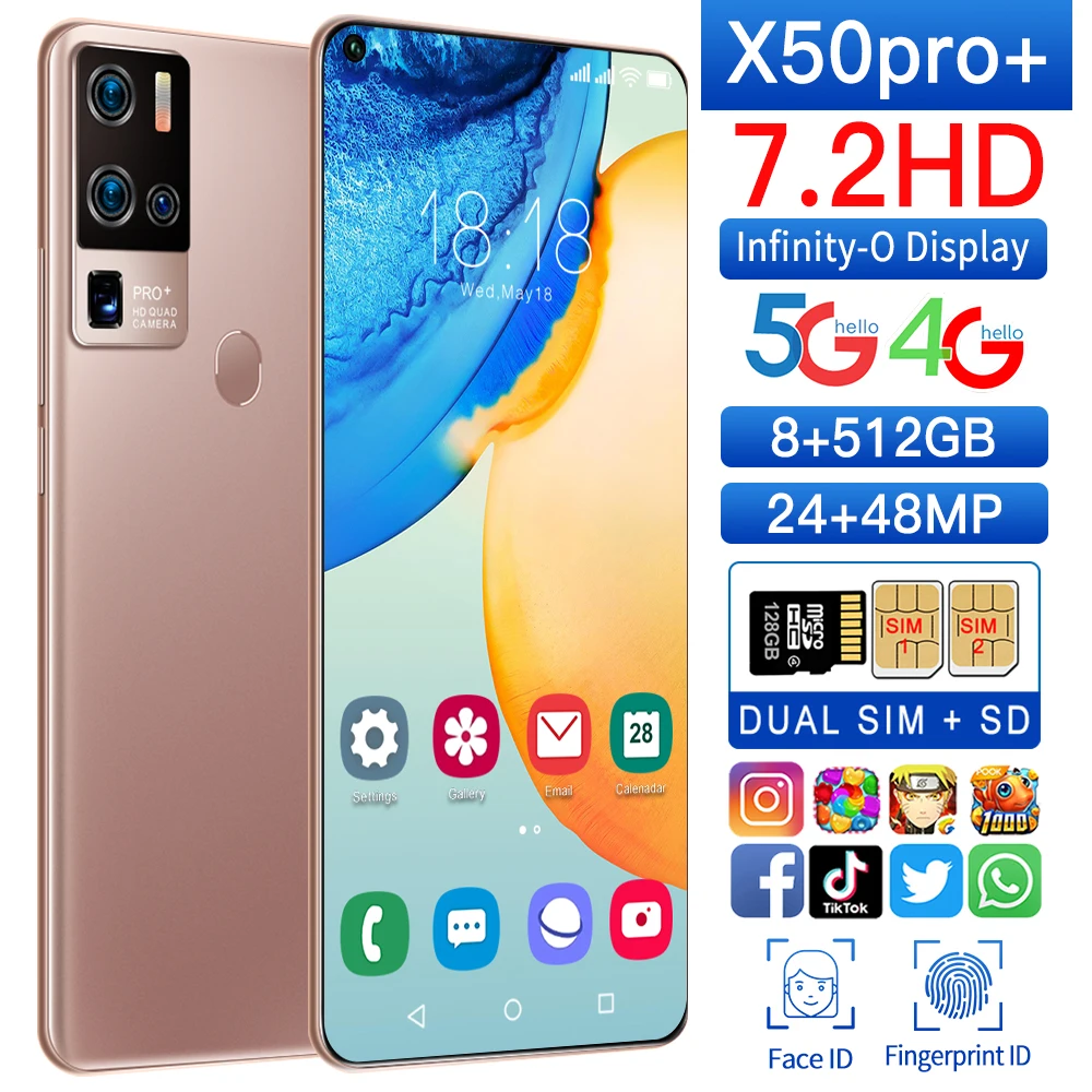 X50Pro+ 7.2 Inch 5G Andriod Smart Phone 2021 New Global Fingerprint Unlock 7.2 Inch 8+512GB 10 Core 5800mAh 24+48MP Mobile Phone
X50Pro+ 7.2 Inch 5G Andriod Smart Phone 2021 New Global Fingerprint Unlock 7.2 Inch 8+512GB 10 Core 5800mAh 24+48MP Mobile Phone