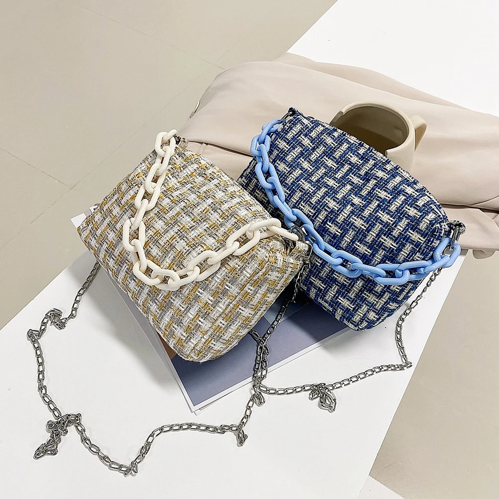 Fashion Women Plaid Pattern Coarse Tofu Square Crossbody Shoulder Messenger Bag Casual Ladies Acrylic Chain Small Handbags
Fashion Women Plaid Pattern Coarse Tofu Square Crossbody Shoulder Messenger Bag Casual Ladies Acrylic Chain Small Handbags