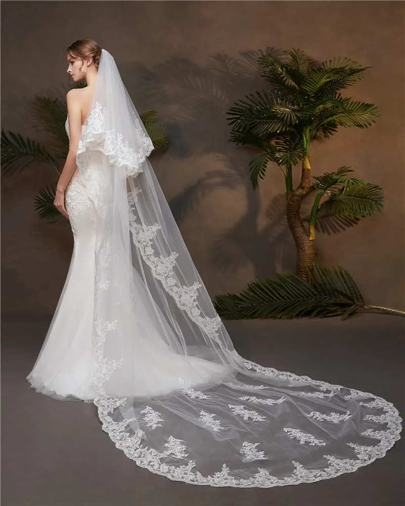 White Ivory 2020 Appliques Tulle 3m*1.5m Long Cathedral Wedding Veil Lace Edge Bridal Veil With Comb Sequins Wedding Accessories
White Ivory 2020 Appliques Tulle 3m*1.5m Long Cathedral Wedding Veil Lace Edge Bridal Veil With Comb Sequins Wedding Accessories