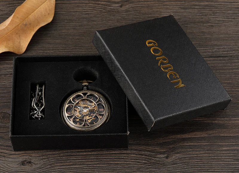 Часы наручные мужские механические бронзовые карманные с циферблатом и римскими