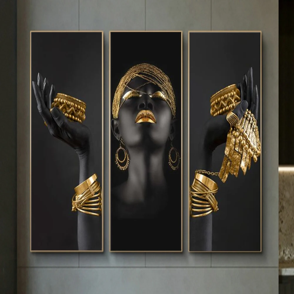 African Black Woman with Golden Jewelry on Hands Posters and Prints Wall Art Modern Home Decor Canvas Paintings Pictures
African Black Woman with Golden Jewelry on Hands Posters and Prints Wall Art Modern Home Decor Canvas Paintings Pictures