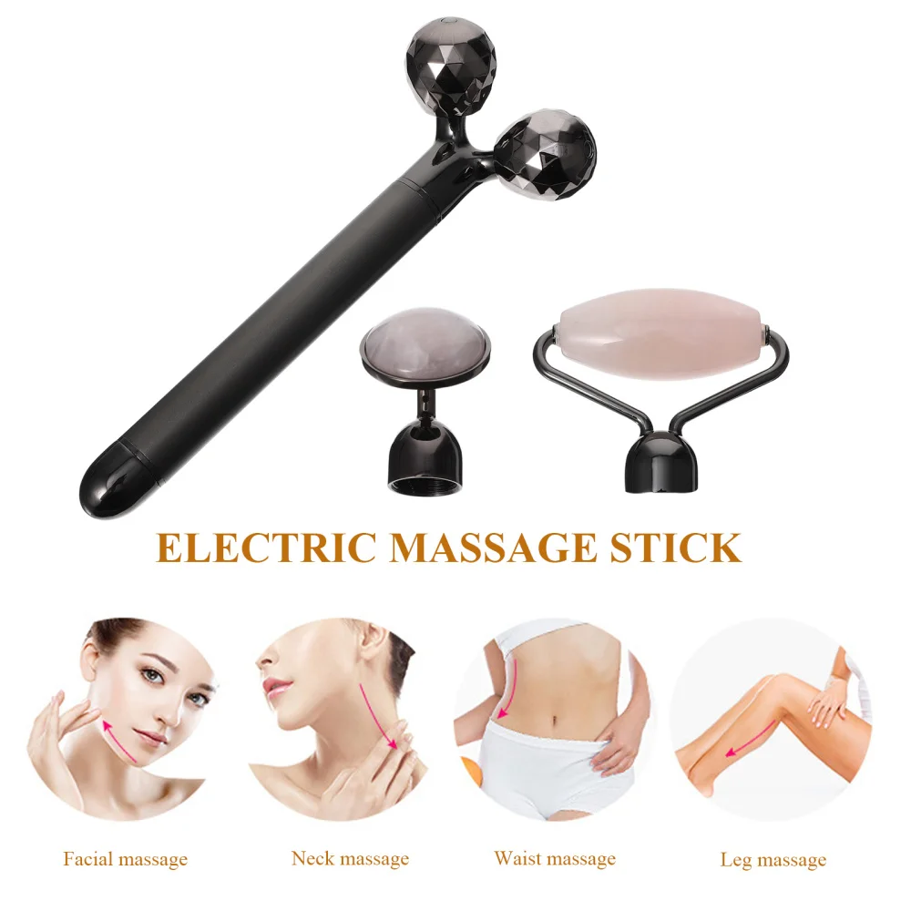 1 Set 3-in-1 Jade Roller Electric Facial Massager Face Roller Massaging Tools 
1 Set 3-in-1 Jade Roller Electric Facial Massager Face Roller Massaging Tools