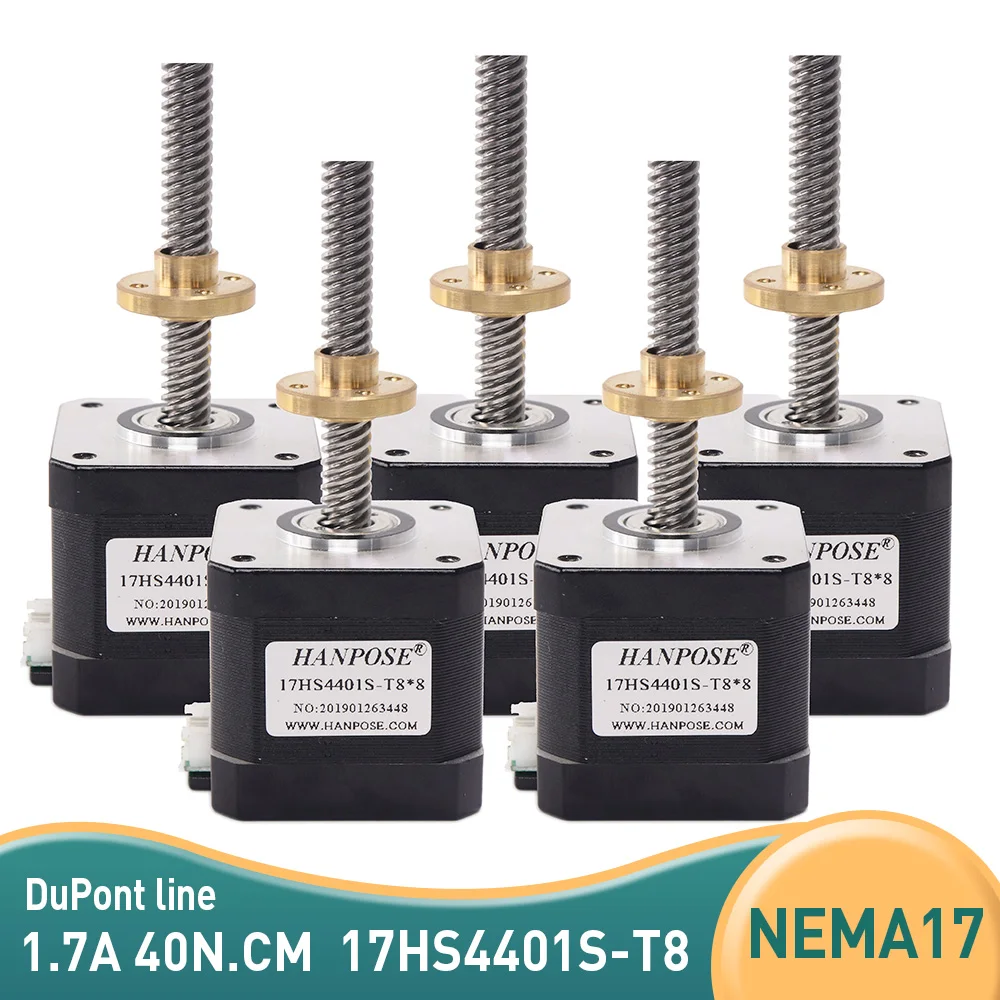 50pcs 17HS4401S-T8 screw stepper motor L310MM 1.7A 40N.CM with Copper nut lead 8mm Nema17 Screw motor for 3D printer motor
50pcs 17HS4401S-T8 screw stepper motor L310MM 1.7A 40N.CM with Copper nut lead 8mm Nema17 Screw motor for 3D printer motor