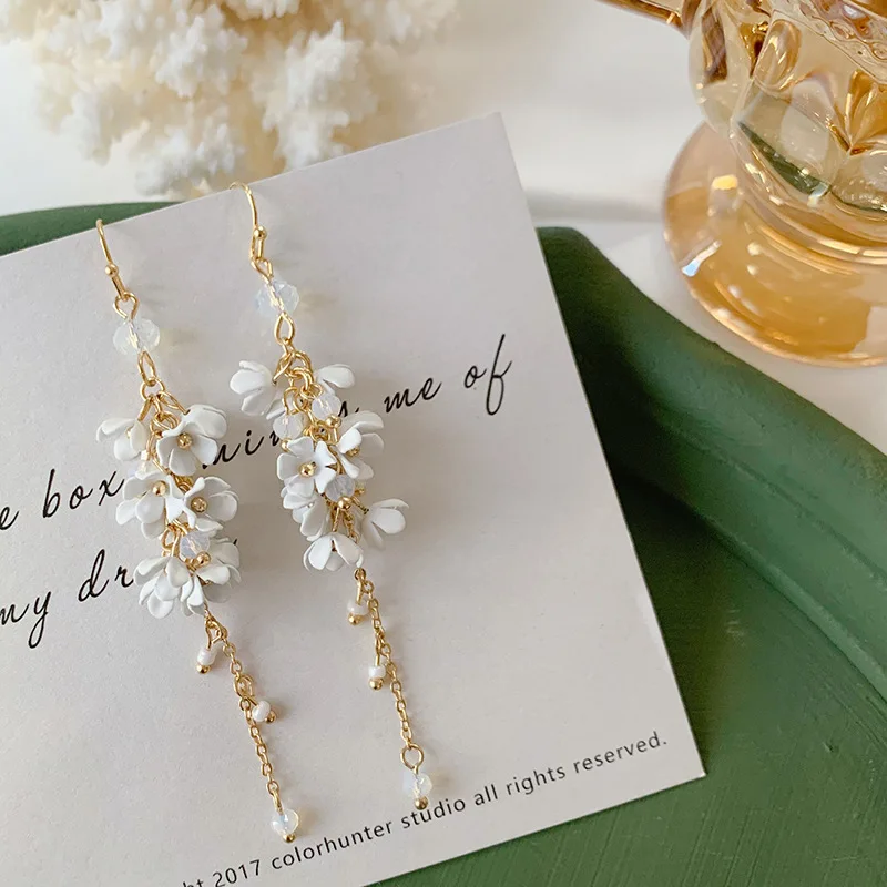 New fairy flower tassel earrings beads long temperament earrings vintage earrings 
New fairy flower tassel earrings beads long temperament earrings vintage earrings