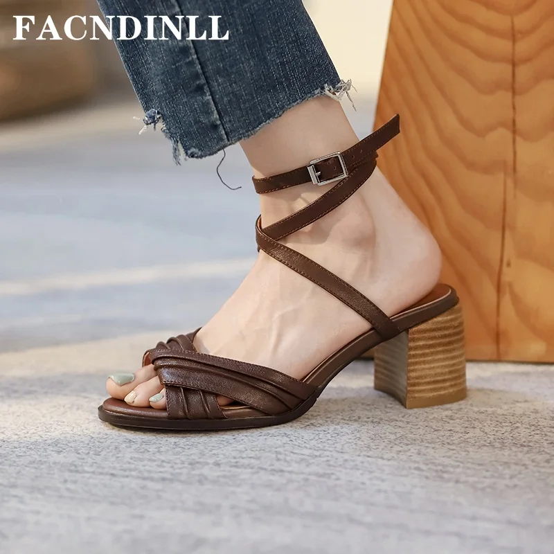 Women Sandals 2021 New Brand Genuine Leather Thick High Heel Retro Shoes Woman Dress Party Office Ladies Gladiator Sandals 34-40
Women Sandals 2021 New Brand Genuine Leather Thick High Heel Retro Shoes Woman Dress Party Office Ladies Gladiator Sandals 34-40