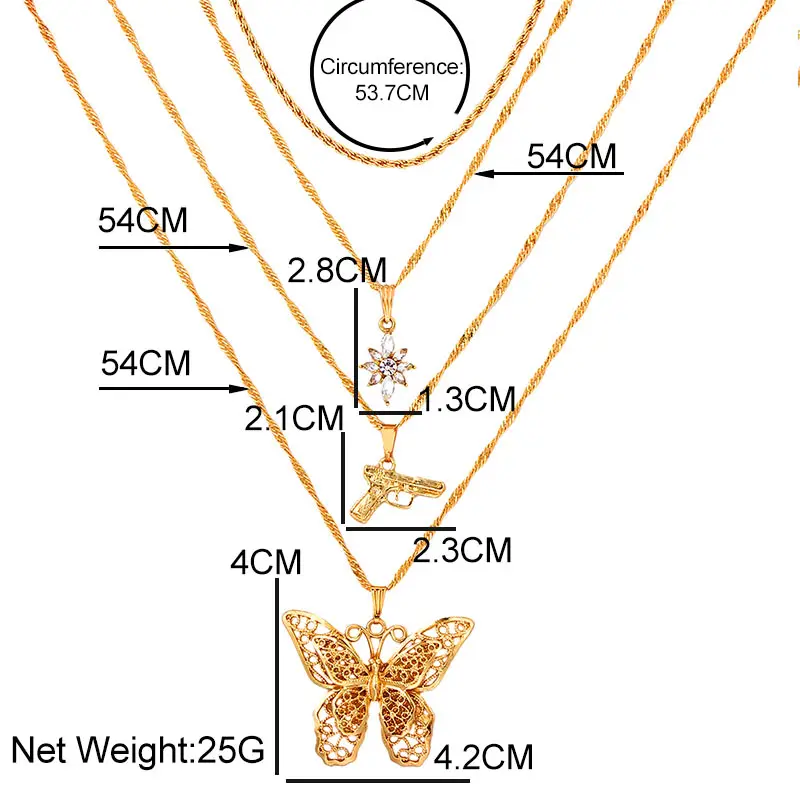 4Pcs Gold Color Multilayer Hollow Butterfly Pendant Twist Chain Women Necklaces Crystal Flower Pistol Charms Necklace New Jewely
4Pcs Gold Color Multilayer Hollow Butterfly Pendant Twist Chain Women Necklaces Crystal Flower Pistol Charms Necklace New Jewely