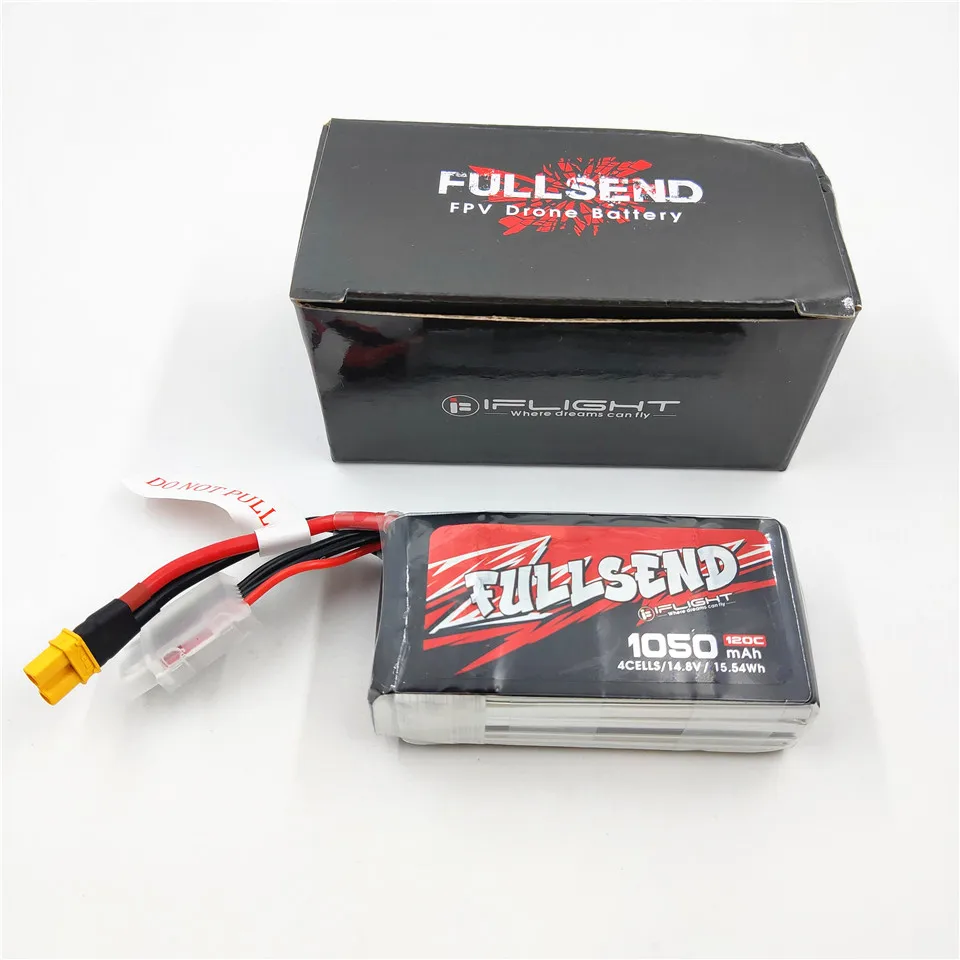 iFlight Fullsend Lipo 4S 14.8V 1050mah 120C XT30 Plug Connector Lithium Battery for RC FPV Racing Drone Frame Kit Cinewhoop Part
iFlight Fullsend Lipo 4S 14.8V 1050mah 120C XT30 Plug Connector Lithium Battery for RC FPV Racing Drone Frame Kit Cinewhoop Part