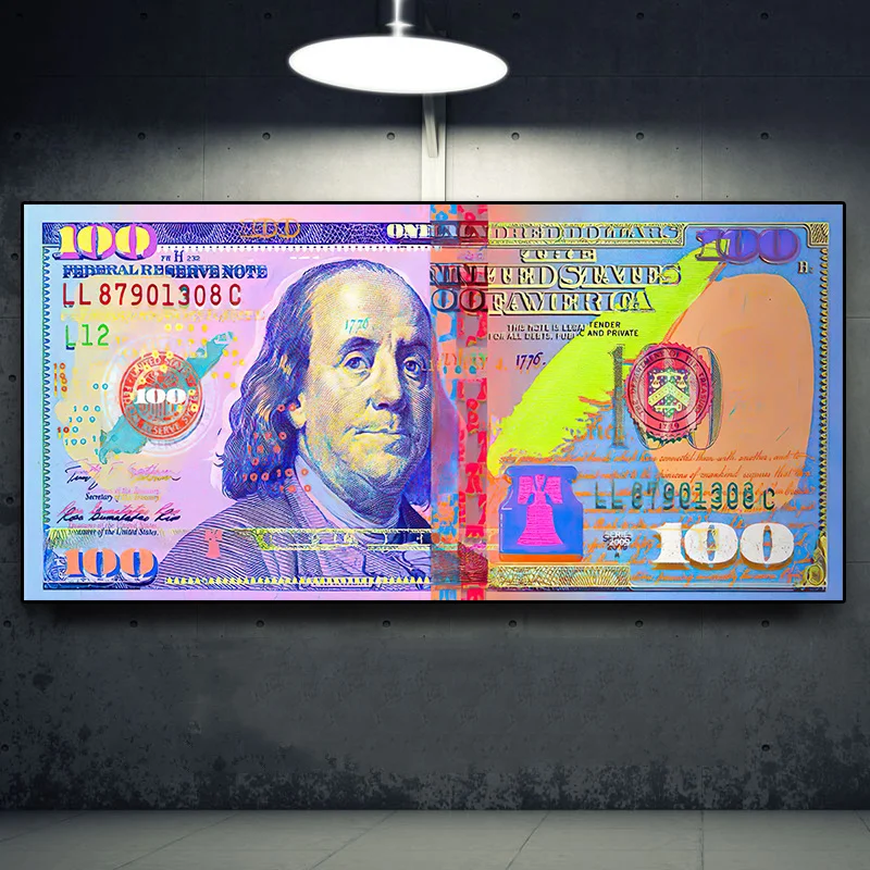 Modern Popular Colorful Hundred Money Canvas Painting Dollar Currency Cash Poster Graffiti Art Wall Pictures Home Cuadros Decor
Modern Popular Colorful Hundred Money Canvas Painting Dollar Currency Cash Poster Graffiti Art Wall Pictures Home Cuadros Decor