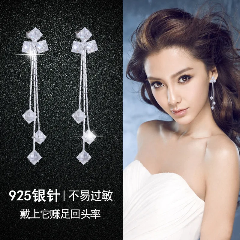 

New Hot Fashion Silver Long fringed earrings for Women Girls Gift Fashion Statement Jewelry earrings for women