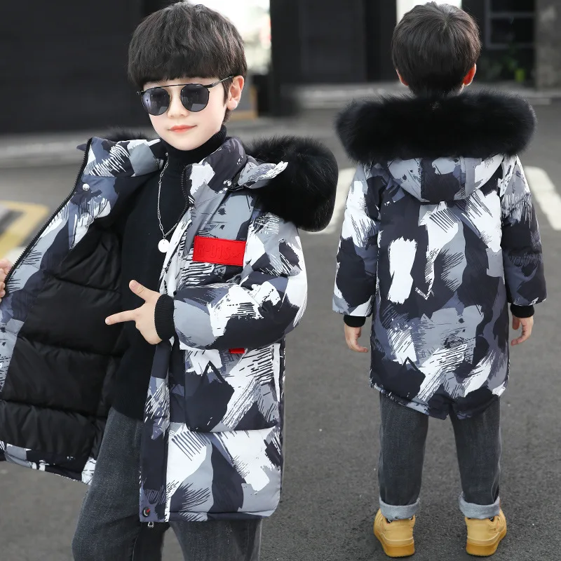 Boys Parker Autumn Winter Jacket Kids Camouflage Big Fur Collar Warm Mid-length Fashion Hooded Thick Down Jacket 5-16 Years Old
Boys Parker Autumn Winter Jacket Kids Camouflage Big Fur Collar Warm Mid-length Fashion Hooded Thick Down Jacket 5-16 Years Old