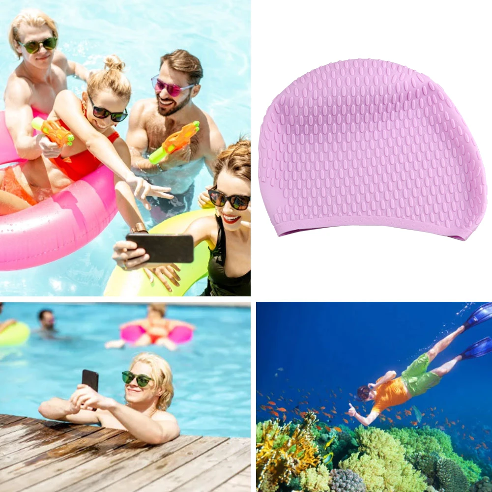 Swimming Caps Silicone Men Women Adults Elastic Swim Hat Diving Equipment Swim Pool Waterproof Ear Protection 
Swimming Caps Silicone Men Women Adults Elastic Swim Hat Diving Equipment Swim Pool Waterproof Ear Protection