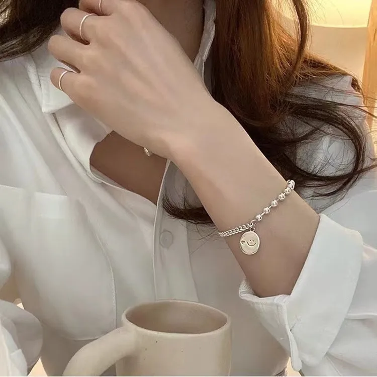 Cool wind ins simple round bead chain bracelet titanium steel smiling face Pendant Bracelet hand string female
Cool wind ins simple round bead chain bracelet titanium steel smiling face Pendant Bracelet hand string female
