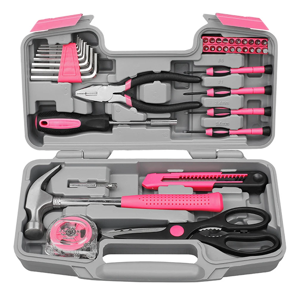 39PCS Hand Tool Set DIY Home Measuring Tape Pliers Tool Kit Bag Pink Tools For Women Girls Gift With Hard Storage Tool Case
39PCS Hand Tool Set DIY Home Measuring Tape Pliers Tool Kit Bag Pink Tools For Women Girls Gift With Hard Storage Tool Case