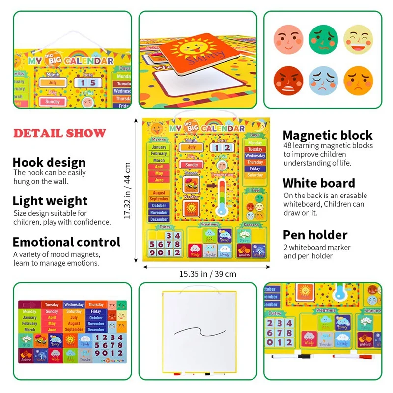 Kids Daily netic First Calendar Set Preschool Learning Toys Weather Station for Girls Boys Usable on Wall or Fridge
Kids Daily netic First Calendar Set Preschool Learning Toys Weather Station for Girls Boys Usable on Wall or Fridge