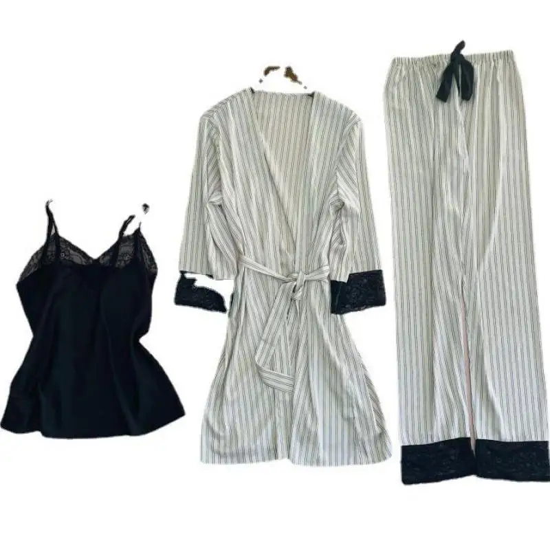 Satin Sexy Pajamas Women Lace Sleepwear 3PCS Sleep Set Kimono Bathrobe Gown Loose Intimate Lingerie V-Neck Casual Nightwear
Satin Sexy Pajamas Women Lace Sleepwear 3PCS Sleep Set Kimono Bathrobe Gown Loose Intimate Lingerie V-Neck Casual Nightwear
