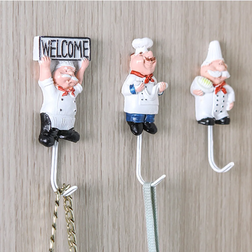 4pcs Cartoon Chef Shaped Hooks Resin Sticky Storage Rack Wall Hanging Hook for Home Random Style
4pcs Cartoon Chef Shaped Hooks Resin Sticky Storage Rack Wall Hanging Hook for Home Random Style