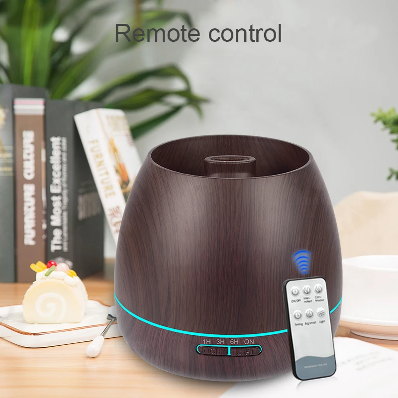 

KBAYBO 550ml Air Humidifier Aroma Essential Oil Diffuser Ultrasonic with Wood Grain electric LED Lights aroma diffuser for home