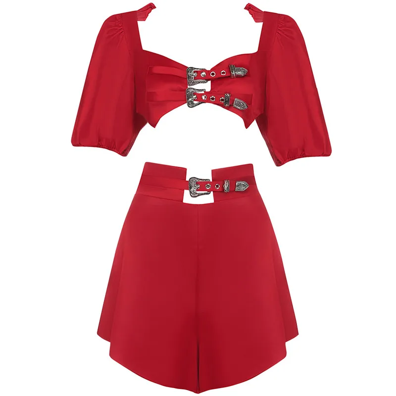 Summer Women Shorts Sets Square Collar Short Sleeve Crrop Top And High Waist Mini Shorts Nightclub Party 2 Two Pieces Fashion
Summer Women Shorts Sets Square Collar Short Sleeve Crrop Top And High Waist Mini Shorts Nightclub Party 2 Two Pieces Fashion
