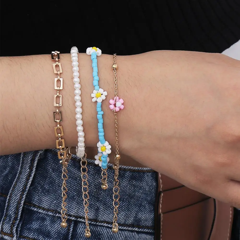 Bohemia Natural Beads Chains Bracelets for Women 4Pcs/Set Gold Color Geometric Chains Link Bangels Bracelet Sweet Wrist Jewelry
Bohemia Natural Beads Chains Bracelets for Women 4Pcs/Set Gold Color Geometric Chains Link Bangels Bracelet Sweet Wrist Jewelry