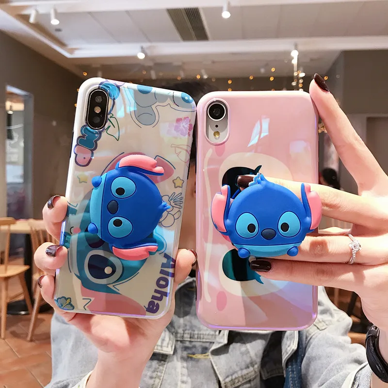 Для iPhone 11 Pro MAX милый 3D мультфильм Ститч и держатель мягкий чехол по технологии imd