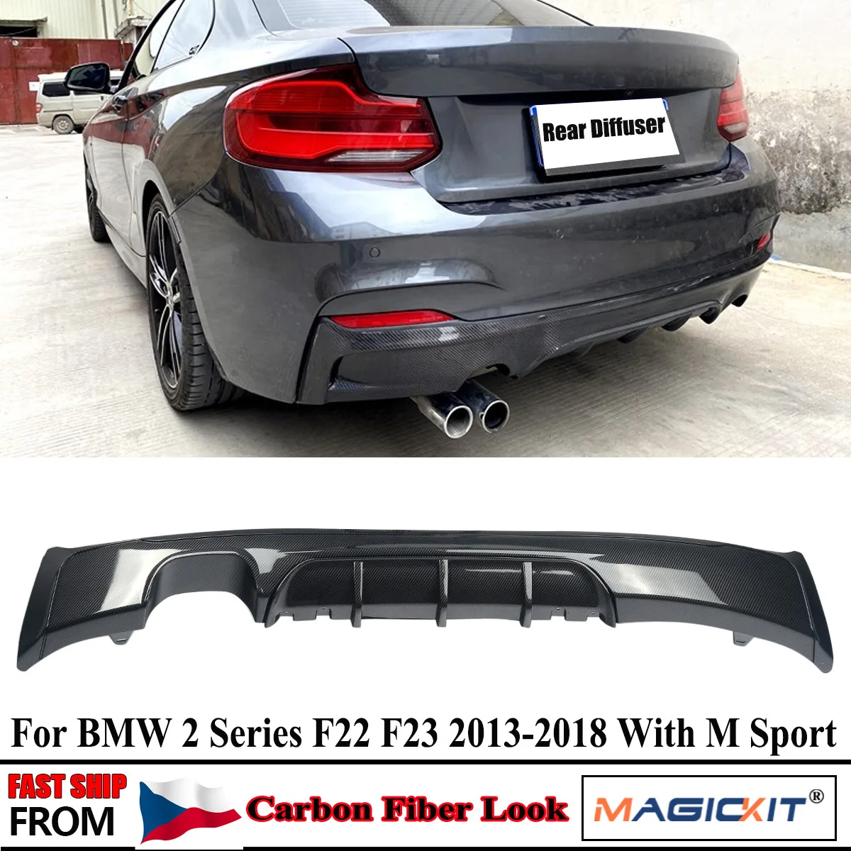 

MagicKit For BMW 2 Series F22 F23 M Sport Performance Coupe Rear Diffuser Carbon Look 14+