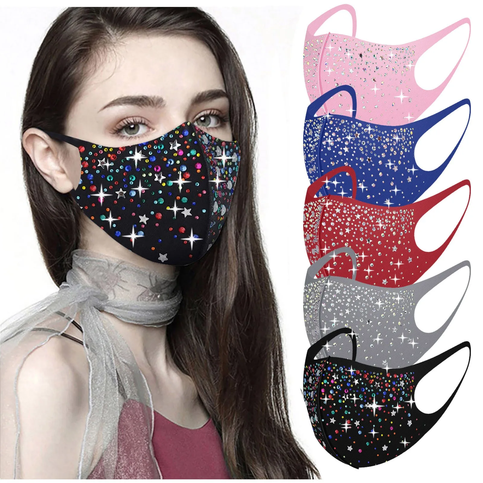 2PCS Fashion Rhinestones Glitter Face Masks Anti-dust Diamond Water Crystal Ice Cotton Mask For Party mascarillas reutilizables
2PCS Fashion Rhinestones Glitter Face Masks Anti-dust Diamond Water Crystal Ice Cotton Mask For Party mascarillas reutilizables
