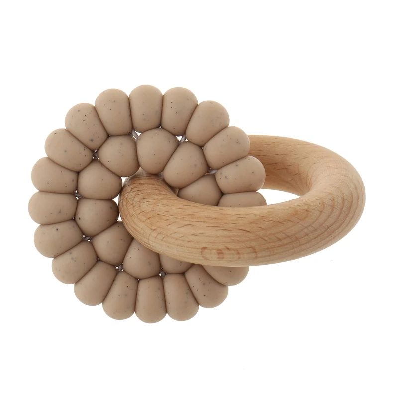 Baby Silicone & Wooden Teether Ring Infant Bangle Toys Develop Sensory Skills 63HE 
Baby Silicone & Wooden Teether Ring Infant Bangle Toys Develop Sensory Skills 63HE