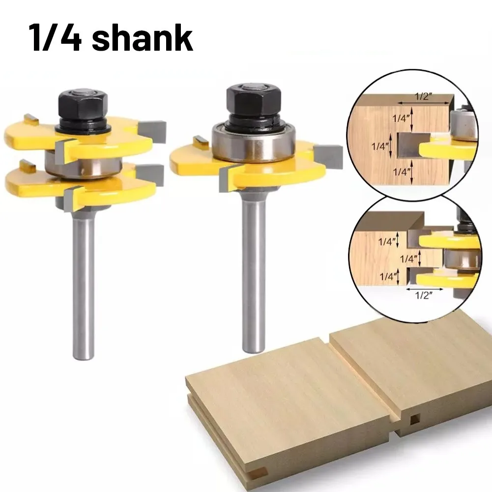 2 Pcs 1/4in Shank Tongue And Groove Router Bits Teeth T Shape Wood Milling Cutter Shank Woodworking Tenon Drilling Milling Tool
2 Pcs 1/4in Shank Tongue And Groove Router Bits Teeth T Shape Wood Milling Cutter Shank Woodworking Tenon Drilling Milling Tool