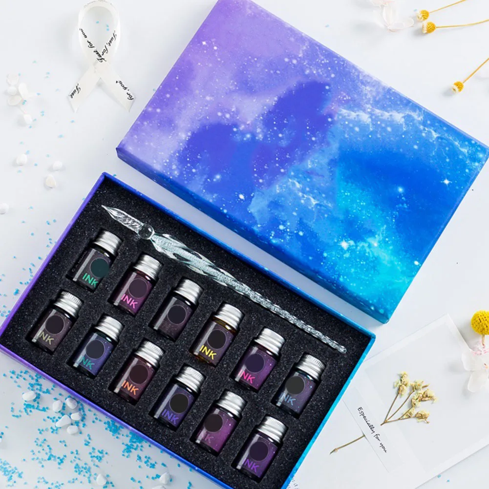 13pcs Stationery Supplies Glitter Art Crystal Starry Sky Sign Style Glass Dipped Pen Ink Set Writing Drawing School Signature
13pcs Stationery Supplies Glitter Art Crystal Starry Sky Sign Style Glass Dipped Pen Ink Set Writing Drawing School Signature