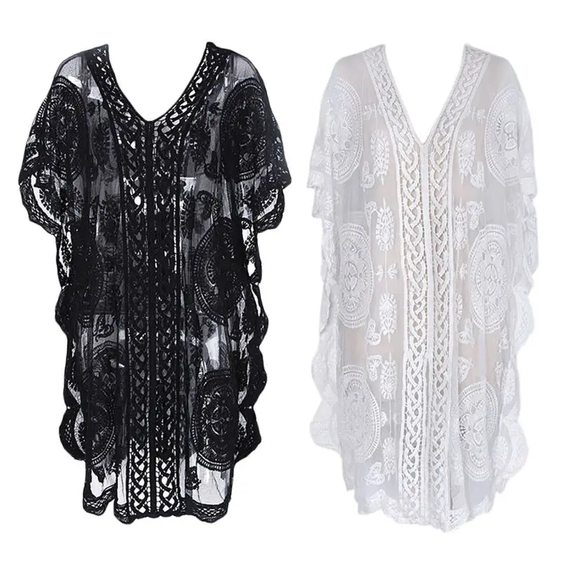 Women Sexy V-Neck Backless Swimsuit Bikini Cover Up Hollow Out See-Through Crochet Floral Lace Side Split Beach Dress
Women Sexy V-Neck Backless Swimsuit Bikini Cover Up Hollow Out See-Through Crochet Floral Lace Side Split Beach Dress