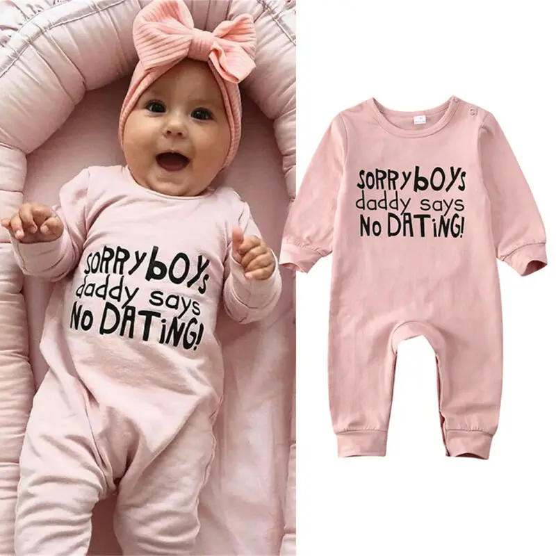 Newborn Baby Girl Clothes Romper Jumpsuit Bodysuit Playsuit Outfits Cotton sorry Daddy says no dating Cute Girls infant clothes
Newborn Baby Girl Clothes Romper Jumpsuit Bodysuit Playsuit Outfits Cotton sorry Daddy says no dating Cute Girls infant clothes