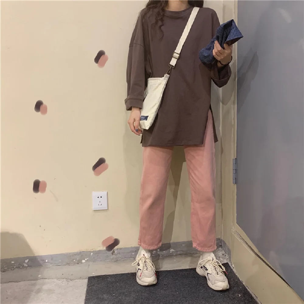 Solid Round Neck Simple Dress Slit Loose Tops Fashion Ladies Oversize Tees Casual New Autumn Long Sleeve Basic Women T-shirt
Solid Round Neck Simple Dress Slit Loose Tops Fashion Ladies Oversize Tees Casual New Autumn Long Sleeve Basic Women T-shirt