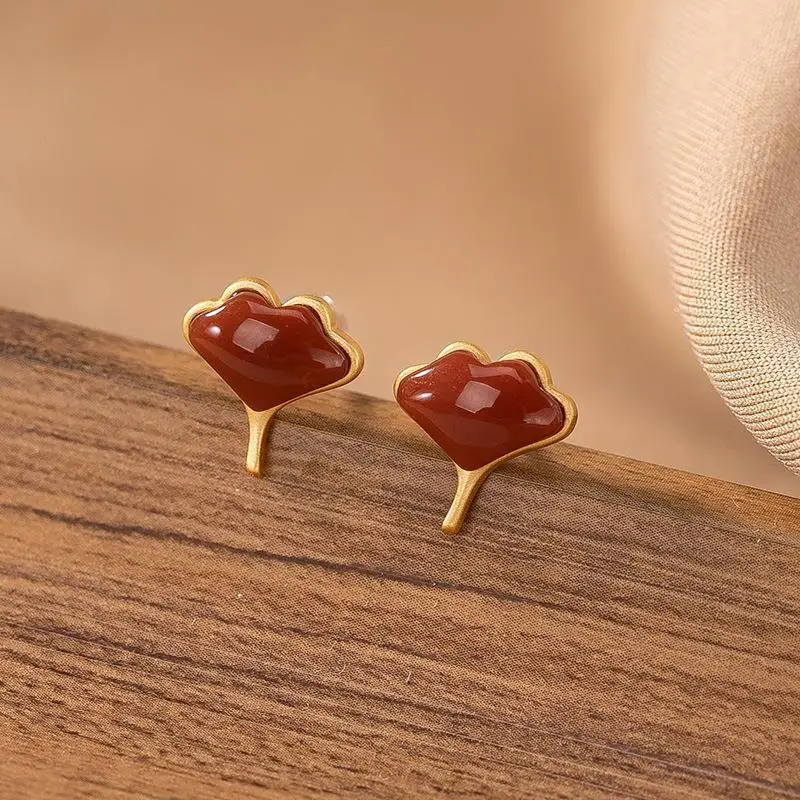 Original S925 Sterling Silver Gilding Inlaid South Red Special-Interest Design Gift Ginkgo Leaf Earrings Small Women's Earrings
Original S925 Sterling Silver Gilding Inlaid South Red Special-Interest Design Gift Ginkgo Leaf Earrings Small Women's Earrings