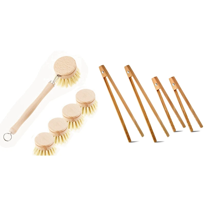 Bamboo Dish Brush With Wooden Handle Long Handle Dish Scrubber With 4PCS Toaster Tongs
Bamboo Dish Brush With Wooden Handle Long Handle Dish Scrubber With 4PCS Toaster Tongs