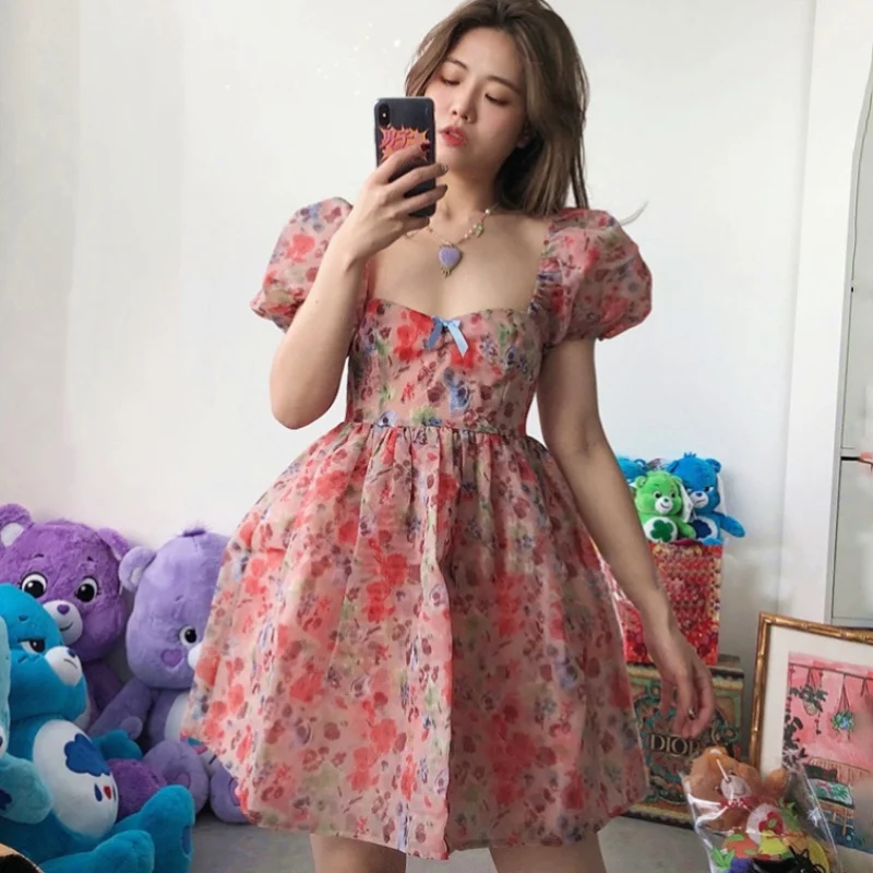 Summer Dress Girl Women Color A-line Printing Tube Top Bow New Square Neck Short Puff Sleeve Slim Fit Fashion Tide 2021
Summer Dress Girl Women Color A-line Printing Tube Top Bow New Square Neck Short Puff Sleeve Slim Fit Fashion Tide 2021