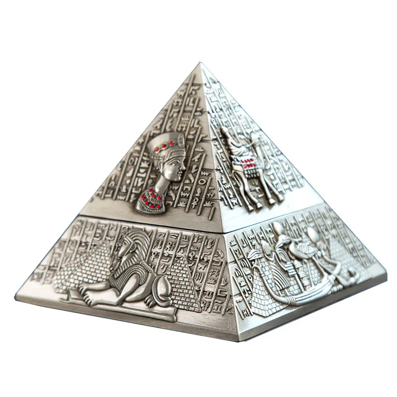 

Living Room Office Desk Ashtrays Metal Ashtray Innovative Decor Gifts Smoking Set Egyptian-Pharaoh-Pyramid-Shape Ornaments Decor