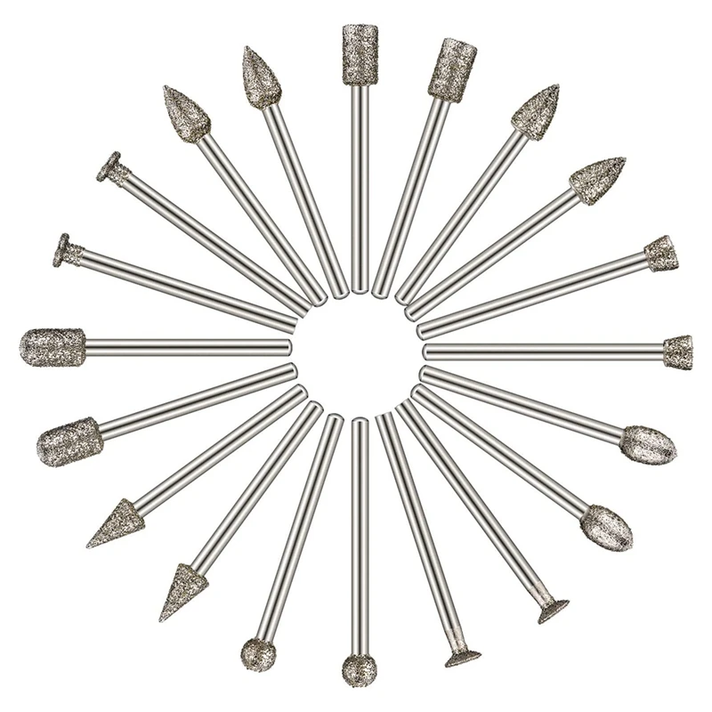 40 PCS Diamond Burr Set Rotary Grinding Burrs Drill Bits Set with 1/8 Inch Shank Diamond-Coated Stone Carving Bit
40 PCS Diamond Burr Set Rotary Grinding Burrs Drill Bits Set with 1/8 Inch Shank Diamond-Coated Stone Carving Bit