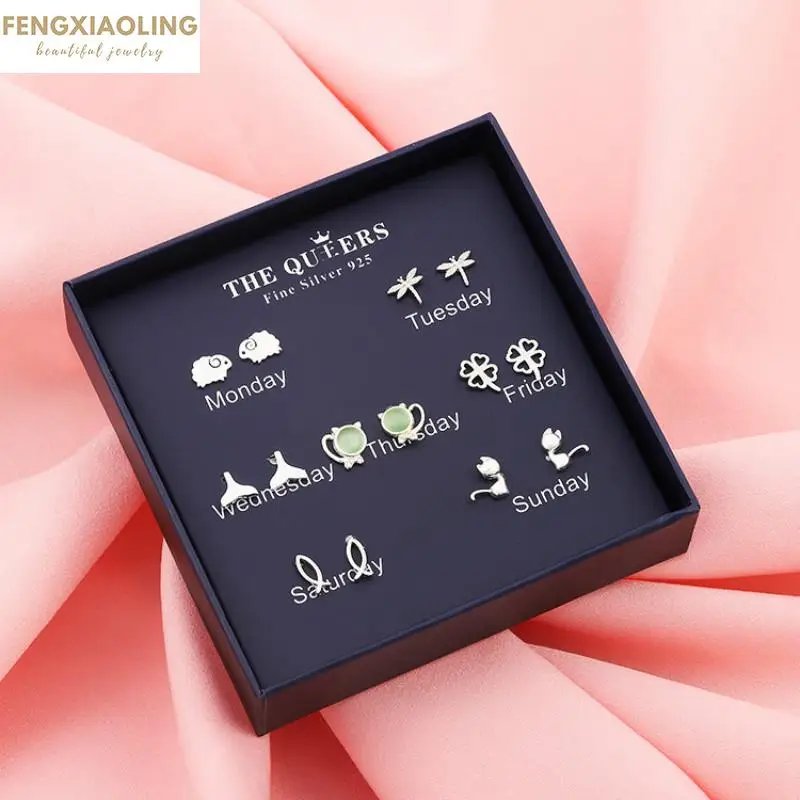 Fengxiaoling 7 Pairs Women Earrings 925 Sterling Silver Butterfly Moon Star Feather Rabbit Cross Flowers Heart Earrings Jewelry
Fengxiaoling 7 Pairs Women Earrings 925 Sterling Silver Butterfly Moon Star Feather Rabbit Cross Flowers Heart Earrings Jewelry