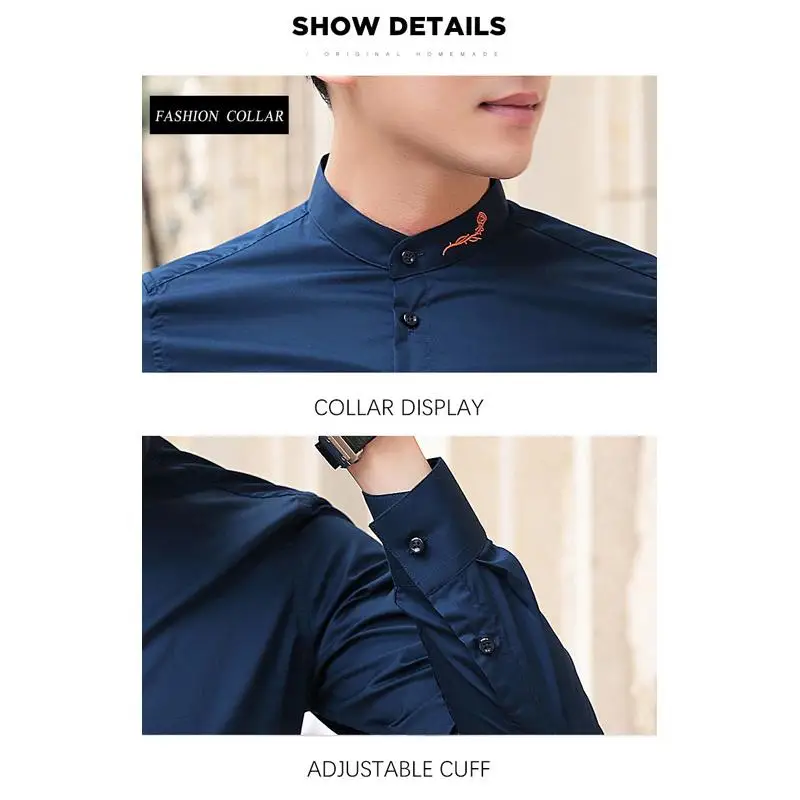 BROWON 2021 New Men Shirts Man Long Sleeve Solid Color Stand Collar Sold Color Male Big Size Casual Shirts Business
BROWON 2021 New Men Shirts Man Long Sleeve Solid Color Stand Collar Sold Color Male Big Size Casual Shirts Business
