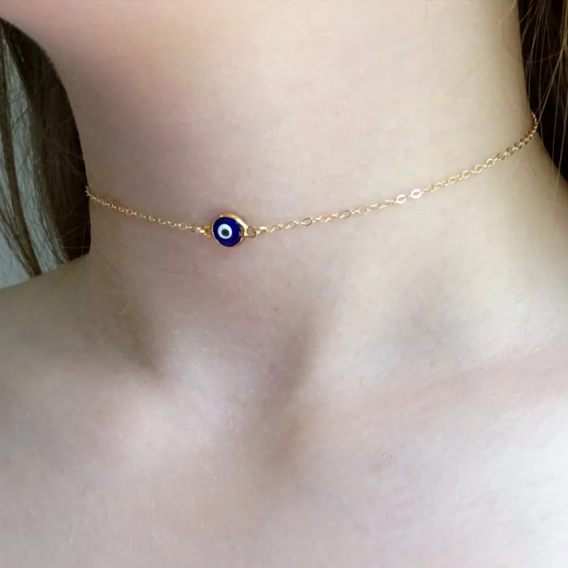 Simple Gold Silver Color Thin Chain Female Collars Chokers Retro Fashion Turkish Blue Evil Eye Necklaces For Women Party Jewelry
Simple Gold Silver Color Thin Chain Female Collars Chokers Retro Fashion Turkish Blue Evil Eye Necklaces For Women Party Jewelry