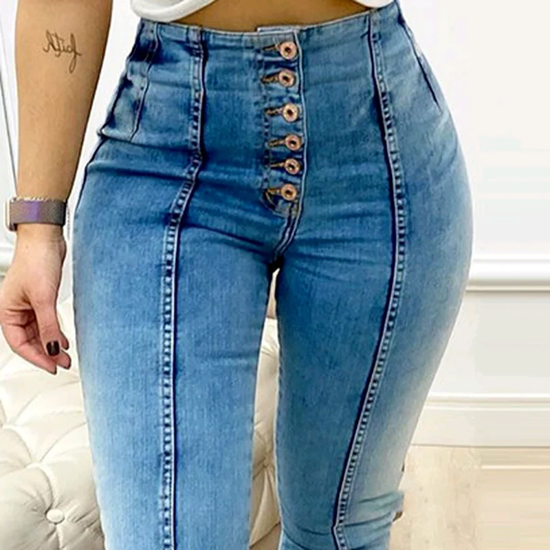 Fashion Women Ripped Denim Button Pocket 2021 New Design Skinny Plus Size Cotton Casual High Waist Skinny Pocket Jeans 
Fashion Women Ripped Denim Button Pocket 2021 New Design Skinny Plus Size Cotton Casual High Waist Skinny Pocket Jeans