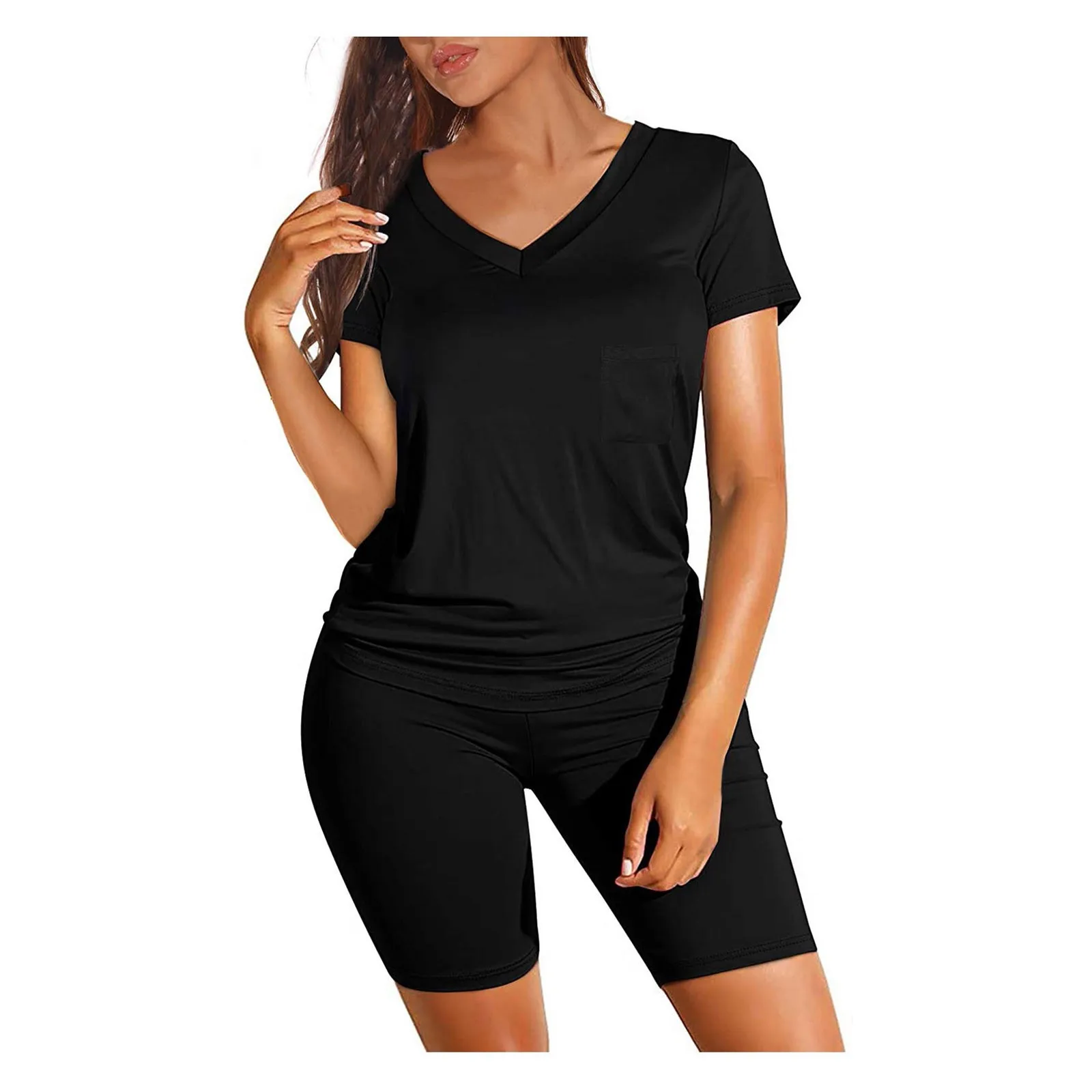 2 Piece Women Prints Shorts Sets V-Neck Casual Short Sleeve T Shirts Short Set Simple Ladies Sports Suit 2021
2 Piece Women Prints Shorts Sets V-Neck Casual Short Sleeve T Shirts Short Set Simple Ladies Sports Suit 2021