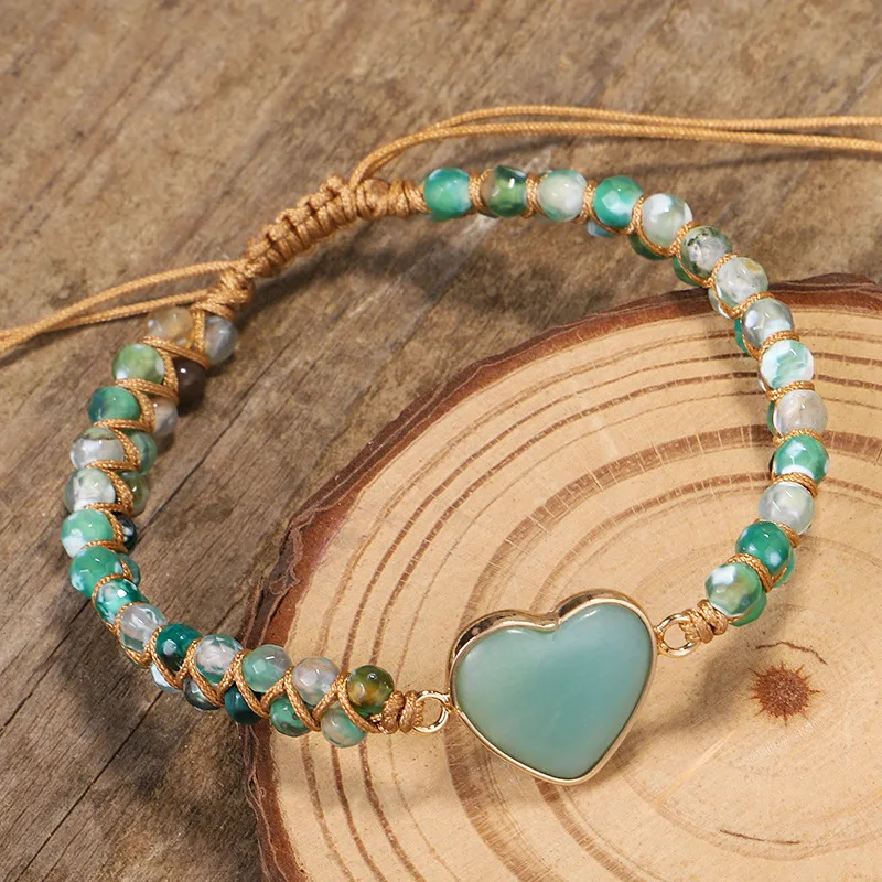 Vintage Heart Shape Green Stone Beads Bracelet Homme Jewelry For Women Men Femme Weave Bracelet Friendship Pulsera Gift
Vintage Heart Shape Green Stone Beads Bracelet Homme Jewelry For Women Men Femme Weave Bracelet Friendship Pulsera Gift