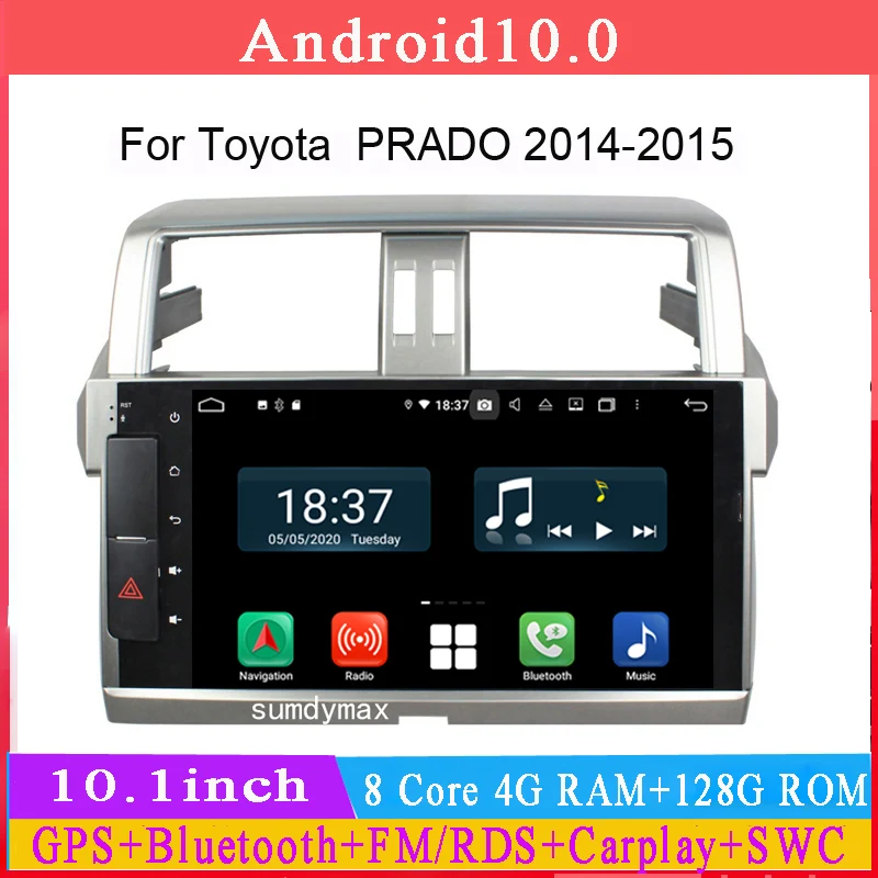 

Автомобильный мультимедийный плеер octa core DSP android 10 для Toyota PRADO 2014-2017 gps navi автомобильное радио аудио стерео головное устройство DSP Carplay