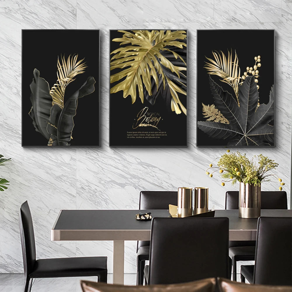 Black gold plant leaf poster printing modern canvas home decoration abstract wall art painting Nordic living room decoration
Black gold plant leaf poster printing modern canvas home decoration abstract wall art painting Nordic living room decoration